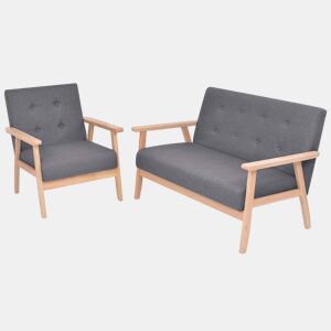 vidaXL Conjunto de sofás 2 pcs tecido cinzento escuro