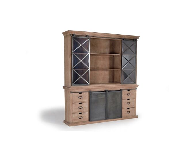 Aparador alexandra house living natural metal madera de mango 200 x 220 x 45 cm