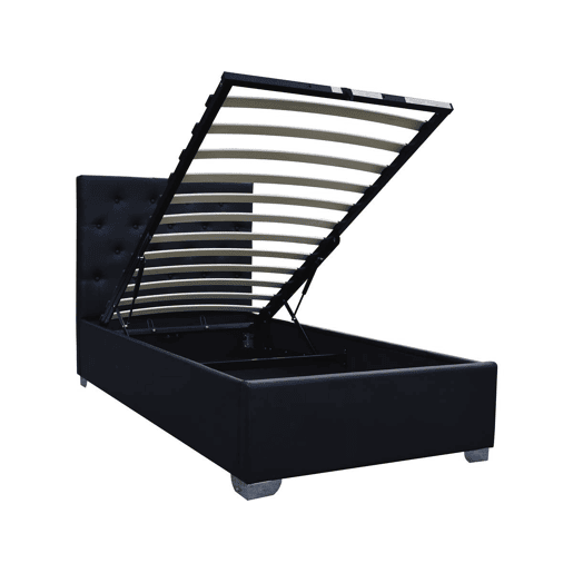 Cama de solteiro com baú Tino - 90 × 190 cm - Preto