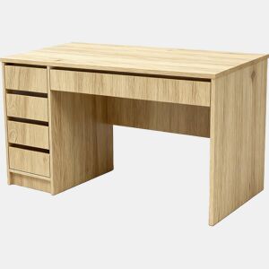 Secretária em madeira Malika com 5 gavetas - 120 x 75 x 55 cm - Castanho