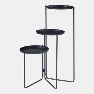 Ostre Suporte para plantas de 3 níveis em metal 70x48x25cm - Preto en.casa