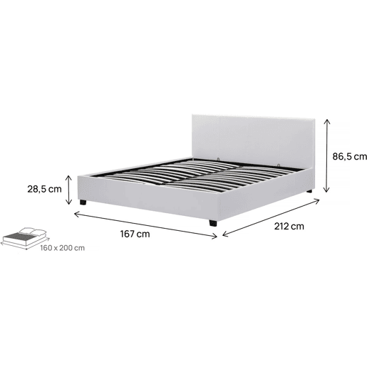 Cama de casal com baú Carla - 160 x 200 cm - Branco
