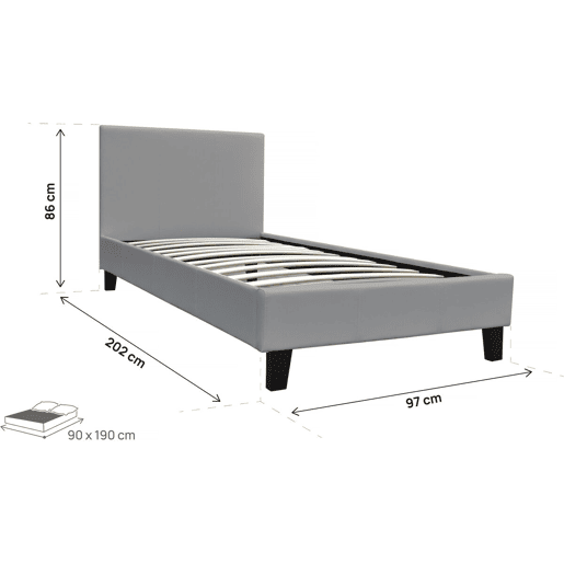 Cama Lina - 90 x 190 cm - Cinza claro -