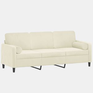 vidaXL Sofá 3 lugares c almofadas decorativas 180 cm veludo creme