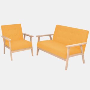 vidaXL Conjunto de sofás 2 pcs tecido amarelo