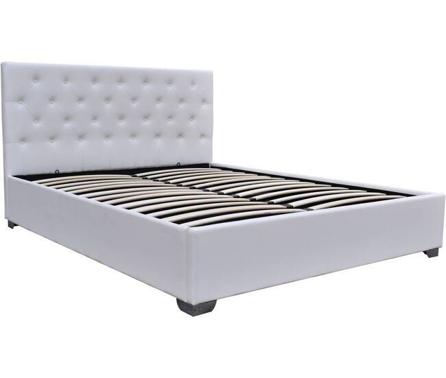 Cama doble con cofre "tino" - 160 × 200 cm - blanco