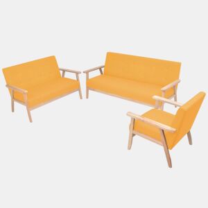 vidaXL Conjunto de sofás 3 pcs tecido amarelo