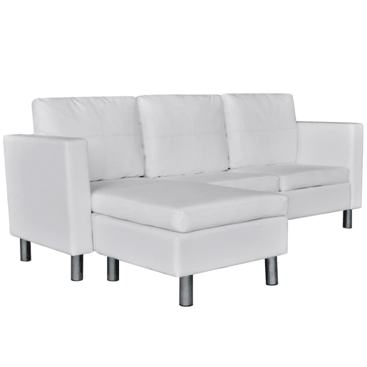 vidaXL Sofá secional de 3 lugares couro artificial branco vidaXL Sofá secional de 3 lugares couro artificial branco