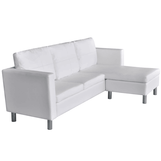 vidaXL Sofá secional de 3 lugares couro artificial branco vidaXL Sofá secional de 3 lugares couro artificial branco