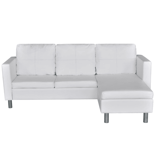 vidaXL Sofá secional de 3 lugares couro artificial branco vidaXL Sofá secional de 3 lugares couro artificial branco