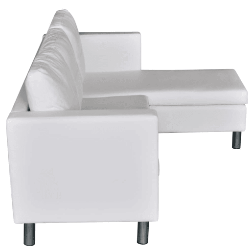 vidaXL Sofá secional de 3 lugares couro artificial branco vidaXL Sofá secional de 3 lugares couro artificial branco