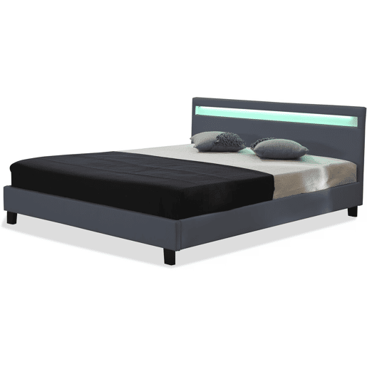 Cama com LED Maria - 160 x 200 cm - Cinza