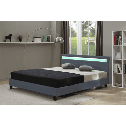 Cama com LED Maria - 160 x 200 cm - Cinza