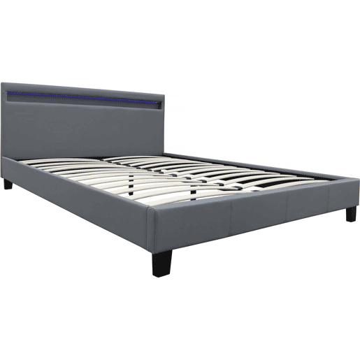Cama com LED Maria - 160 x 200 cm - Cinza