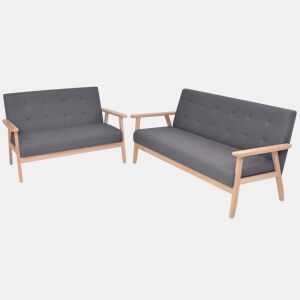 vidaXL Conjunto de sofás 2 pcs tecido cinzento escuro