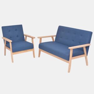 vidaXL Conjunto de sofás 2 pcs tecido azul
