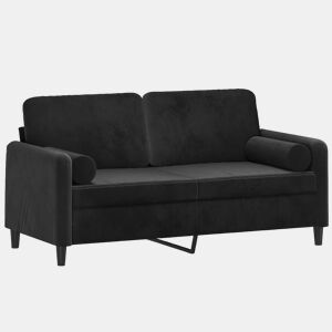 vidaXL Sofá 2 lugares c almofadas decorativas 140 cm veludo preto