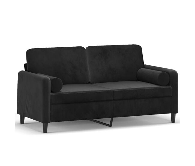 Vidaxl sofá de 2 plazas con cojines terciopelo negro 140 cm