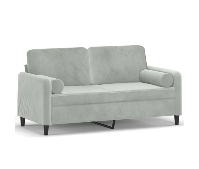 Vidaxl sofá de 2 plazas con cojines terciopelo gris claro 140 cm