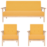 vidaXL 3 pcs conjunto de sofás tecido amarelo