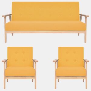 vidaXL 3 pcs conjunto de sofás tecido amarelo