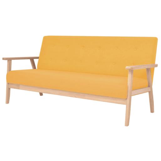 vidaXL 3 pcs conjunto de sofás tecido amarelo vidaXL 3 pcs conjunto de sofás tecido amarelo