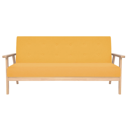 vidaXL 3 pcs conjunto de sofás tecido amarelo vidaXL 3 pcs conjunto de sofás tecido amarelo