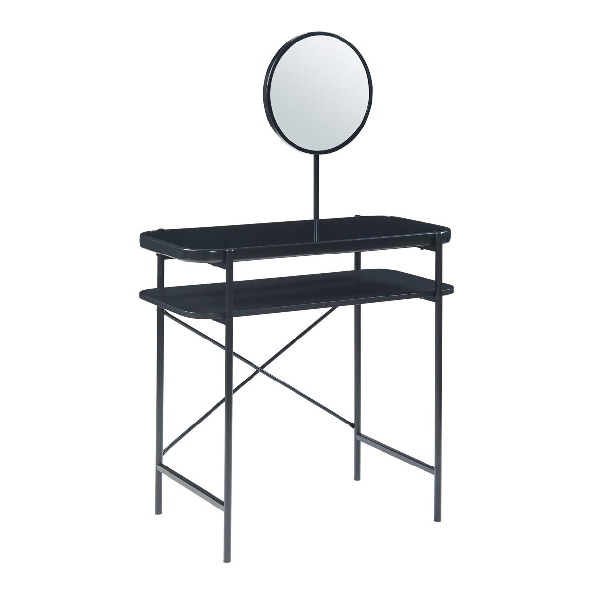 Tocador maquillaje hjelmeland con espejo 129x80x44cm - negro [en.casa]