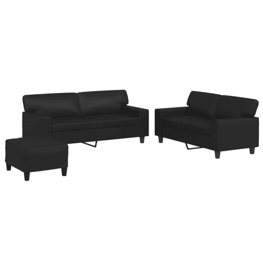 vidaXL 3 pcs conjunto de sofás couro artificial preto vidaXL 3 pcs conjunto de sofás couro artificial preto