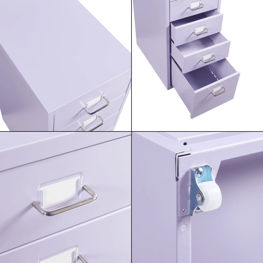 Armário de arquivo móvel Kökar com 5 gavetas 69x28x41 cm aço - Violeta en.casa