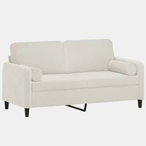vidaXL Sofá 2 lugares c almofadas decorativas 140 cm veludo creme