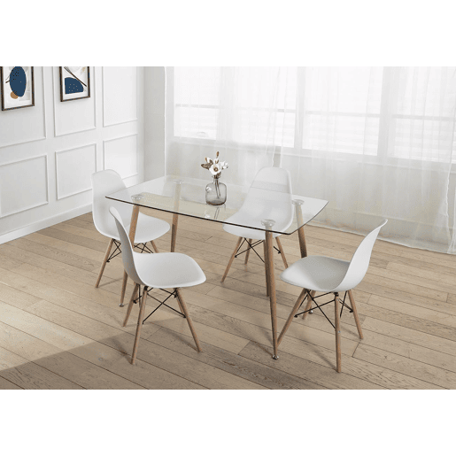 Pacote de mesa de vidro temperado + 4 cadeiras estilo nĂ³rdico Pacote de mesa de vidro temperado + 4 cadeiras estilo nĂ³rdico