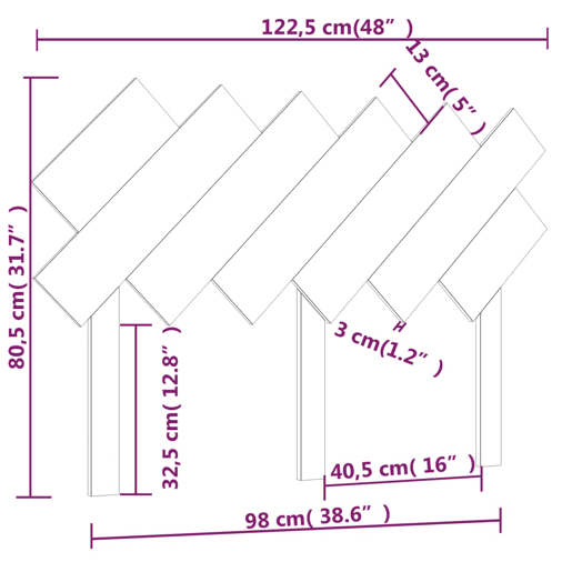 vidaXL Cabeceira de cama 122,5x3x80,5 cm pinho maciço