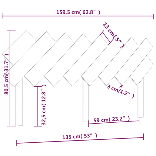vidaXL Cabeceira de cama 159,5x3x80,5 cm pinho maciço castanho mel