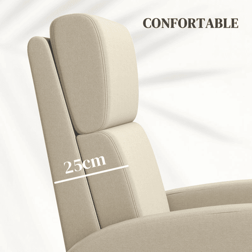 HOMCOM Poltrona Relax Reclinável até 160° Poltrona Reclinável Manual com Apoio para os Pés Carga Máxima 120 kg para Sala de Estar Dormitório 64x86x102 cm Bege