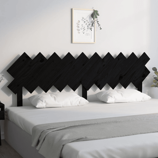 vidaXL Cabeceira de cama 196x3x80,5 cm pinho maciço preto