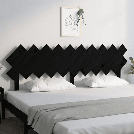 vidaXL Cabeceira de cama 196x3x80,5 cm pinho maciço preto