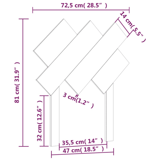 vidaXL Cabeceira de cama 72,5x3x81 cm pinho maciço castanho mel vidaXL Cabeceira de cama 72,5x3x81 cm pinho maciço castanho mel