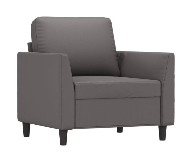 Vidaxl sillón cuero sintético gris 60 cm