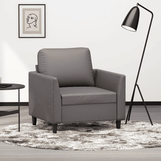 vidaXL Poltrona 60 cm couro artificial cinzento