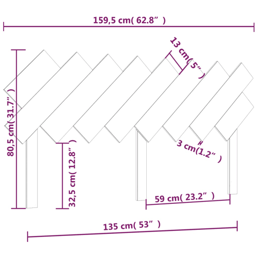 vidaXL Cabeceira de cama 159,5x3x80,5 cm pinho maciço branco