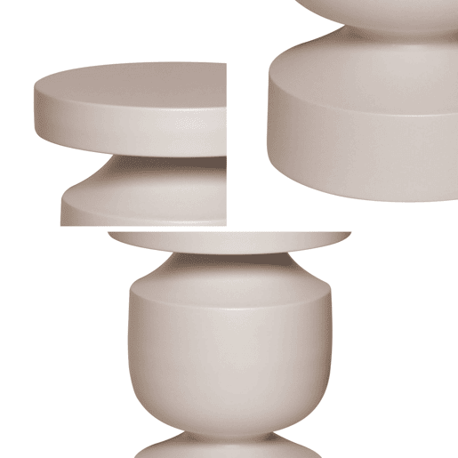 Mesa de apoio o mesa de cabeceira em metal, Alma, Creme, 30.5x30.5x43.5 cm