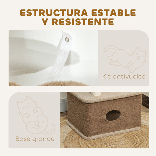 PawHut Arranhador para Gatos Altura 133 cm Arranhador para Gatos com Cama Caverna Plataformas Bola Suspensa e Poste de Juta 48x40x133 cm Marrom PawHut Arranhador para Gatos Altura 133 cm Arranhador para Gatos com Cama Caverna Plataformas Bola Suspensa e Poste de Juta 48x40x133 cm Marrom