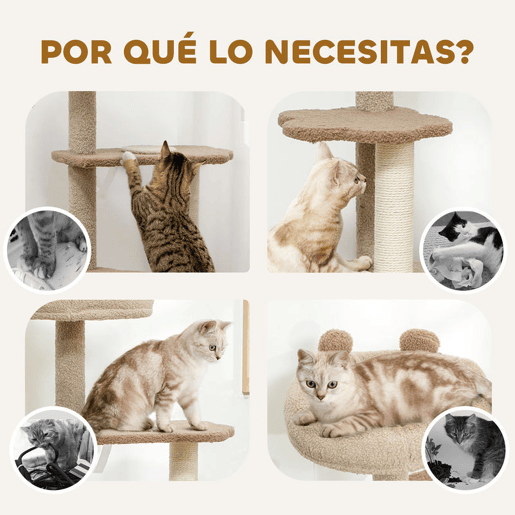 PawHut Arranhador para Gatos Altura 133 cm Arranhador para Gatos com Cama Caverna Plataformas Bola Suspensa e Poste de Juta 48x40x133 cm Marrom PawHut Arranhador para Gatos Altura 133 cm Arranhador para Gatos com Cama Caverna Plataformas Bola Suspensa e Poste de Juta 48x40x133 cm Marrom