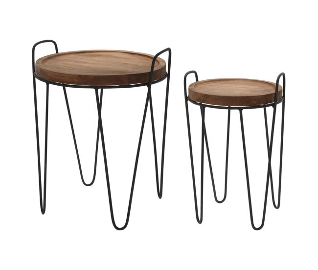 Well home juego de 2 mesas centro 38x38x50cm / 28x28x46cm