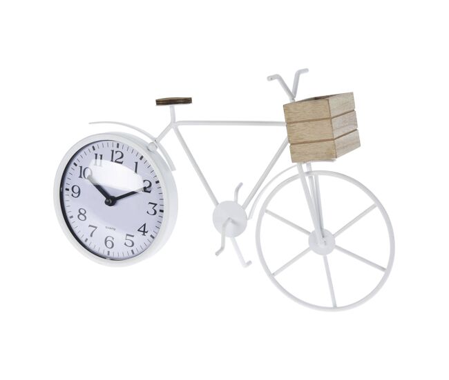 Well home reloj de sobremesa de metal con diseño de bicicleta 33,5x8x23,5cm