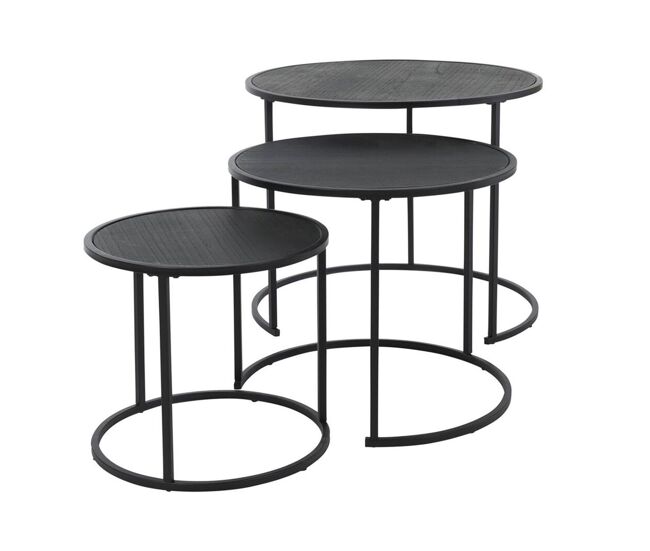 Well home juego de 3 mesas nido en metal melamina (35x35x31,8cm) /(45x45x38,8cm)/ (55,5x55,5x44,5cm)