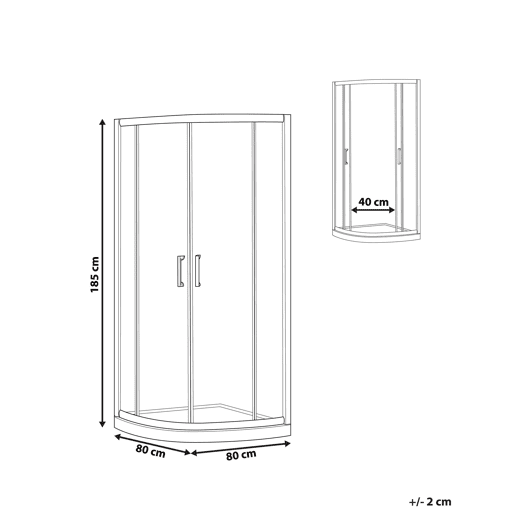 Cabine de duche JUKATAN 80 x 80 x 185 cm Prateado