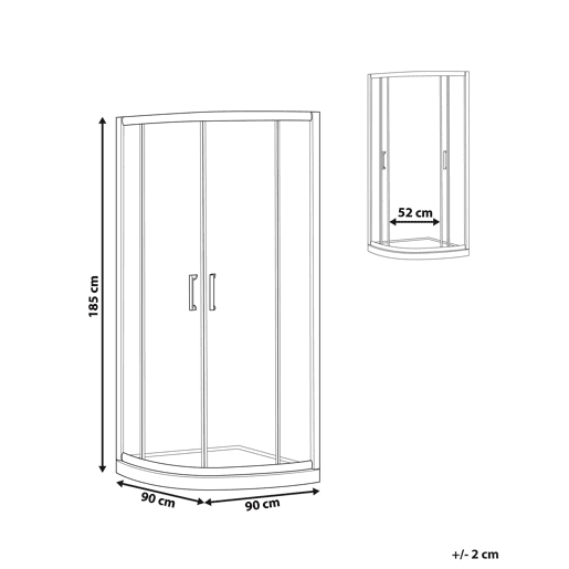 Cabine de duche JUKATAN 90 x 90 x 185 cm Prateado