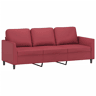 vidaXL Sofá de 3 lugares 180 cm couro artificial vermelho tinto